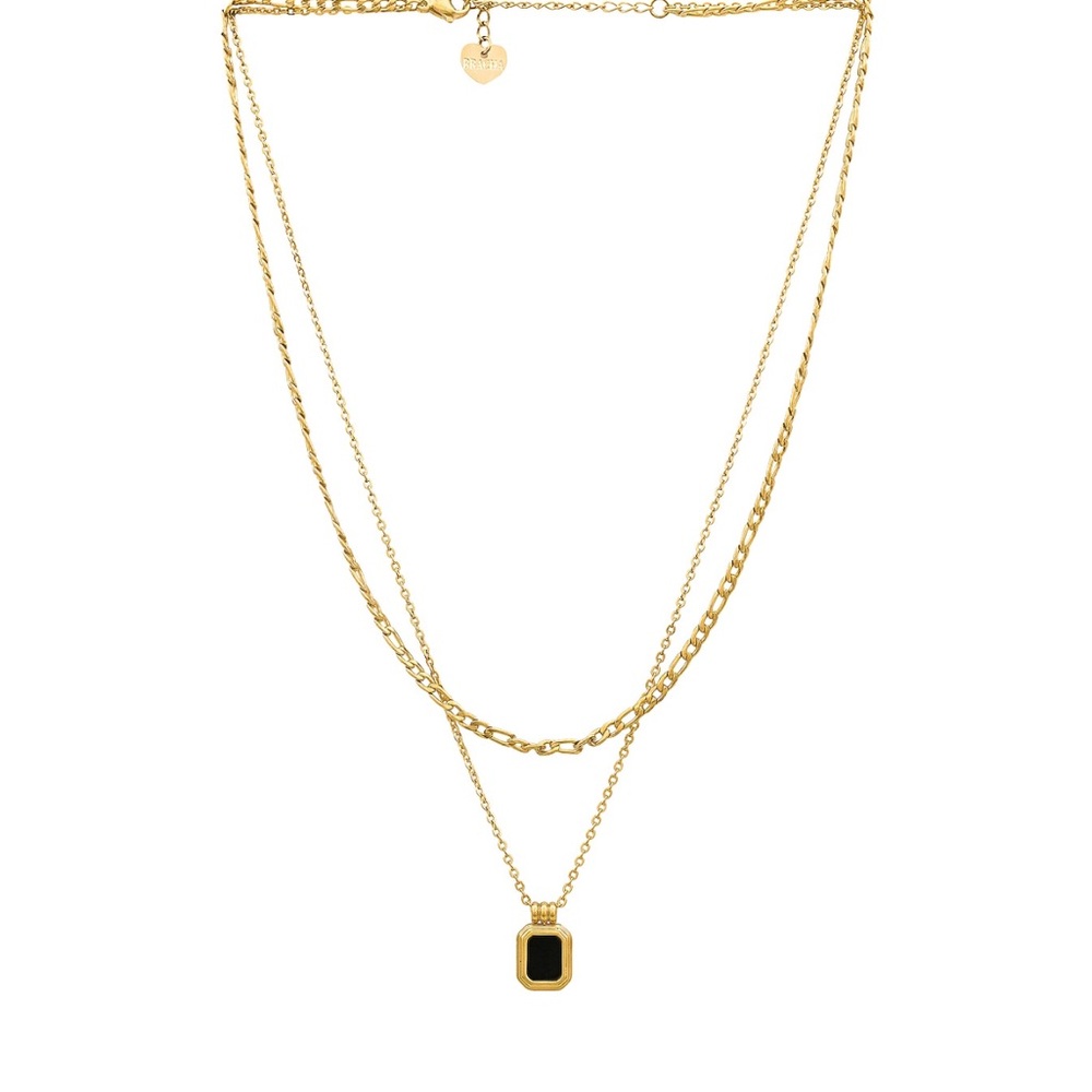 REVOLVE Gold Layered Necklace with Black Pendant